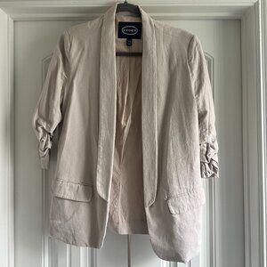 Scoop Linen Blend Scrunch Sleeve Blazer